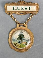 Antique FREEDOM AND UNITY Metal Scenic GUEST Pin MEDAL Pinback picture