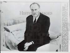 1960 Press Photo Rustu Zorlu sits on bed at Military War College in Ankara picture