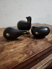 Set of 3 Louise Hederstrom Black Wood Painted Birds Modernist Sculpture '90 IKEA picture