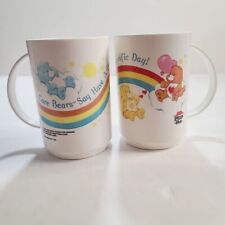 Vintage 1985 Pizza Hut Care Bears Plastic Set Mugs Have a Bear-rific Day picture