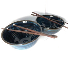 Asian Pair Handmade Ceramic Ramen/Soup/Udon/Pho w/chopsticks,  Exc picture
