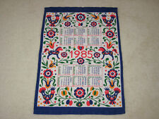 Vintage German Kitchen Calendar Towel Pinquin 1985 Folk Art Rosemaling Roosters picture