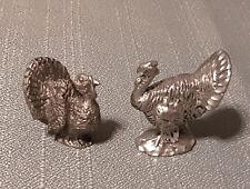Pair of Heavy Vintage Pewter Fat Turkeys. picture