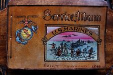 Leather Bound & Silk Decorated USMC Service Photo Album for Named Marine 1945-46 picture
