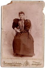 CIRCA 1890s CABINET CARD BORMAN GORGEOUS YOUNG LADY IN FANCY DRESS NEWBURGH NY picture