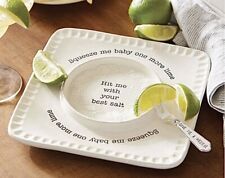 Mud Pie Margarita Plate Lime & Salt Rimmer SQEEZE ME BABY ONE MORE LIME w/ Fork picture