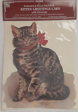 1993 Shackman Kitten Greeting Card & Envelope Diecut Embossed Easel Back Vintage picture