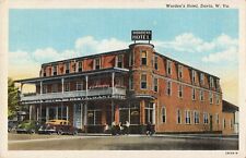 Worden's Hotel Davis West Virginia WV Street Scene Old Cars Linen c1940 Postcard picture
