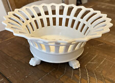 Basket Bowl with Claw Feet Footed Lattice White Stunning Unbranded picture