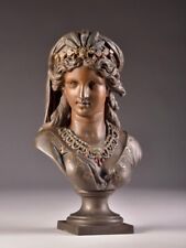 Exquisite 19th Ct Southern European Spelter Bust Sculpture of a Young Female picture