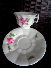 MEISSEN Antique PORCELAIN ESPRESSO COFFEE CUP & SAUCER  Pink Rose Germany picture