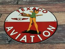 VINTAGE TEXACO GASOLINE PORCELAIN MILITARY SERVICE P51 WW2 AIRPLANE GAS OIL SIGN picture