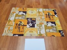 Awesome RARE Vintage Mid Century Retro 70s 60s Apricot Olive Psych Scenes Fabric picture