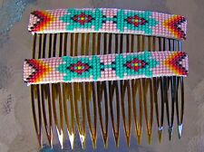 Navajo Indian Handmade Beaded Hair Combs / Barrettes 