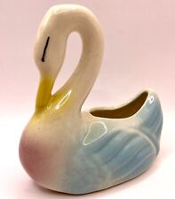 Vintage Retro Swan Planter Vase MCM Pastels Blue Pink Yellow Ceramic picture