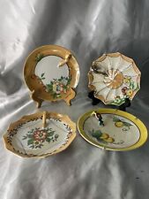 4 Pre War Japanese Lemon/Nappy Handle Plates Luster, Rare, Umbrella Shape 6” picture