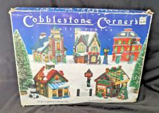 VTG 1991 Cobblestone Corners Collectibles 10 PC. Lighted Christmas Village Set  picture