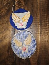 WWII US Army AAC HQ Air Corps Force Royal Blue Wool Cut Edge Patch Set L@@K picture