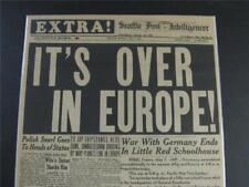 VINTAGE NEWSPAPER HEADLINS ~ WORLD WAR 2 NAZI GERMANY SURRENDERS ENDS WWII  1945 picture