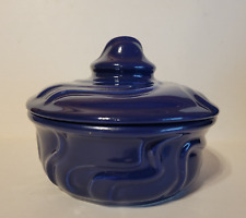 Vintage Cobalt Blue Porcelain Estee Lauder Round powder trinket bowl with lid picture