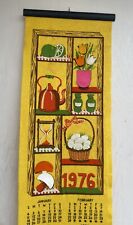 Vintage 1976 Mod Yellow Felt Wall Calendar 36x10 picture