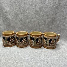 Set Of 4 Short German Style Bear Mugs 3 1/4
