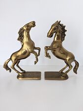 Vintage Brass Rearing Horses Bookends Made In Korea 10