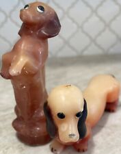 Vintage Dachshund Wax Candle Weiner Dog Statue Figurine 12” Large SET OF 2 picture
