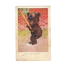 POSTCARD Teddy Bear with Bat Ullman Bear Sport Series Vintage picture