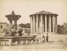 Italy, Rome, Tempio di Vesta with Fountain Vintage Albumen Print Albumin Print picture