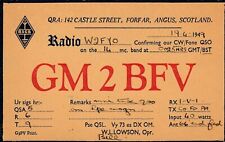 Vintage QSL Radio  Postcard GM2BVF  ANGUS SCOTLAND  1949  UNPOSTED picture