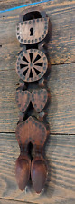 Vintage Welsh Love Spoon - Double - Carved Wood Heart Wales Wedding Gift picture