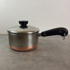 Vintage 1801 Revere Ware 1 QT Sauce Pan Copper Bottom with Lid 6 Inch picture