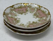 Haviland China Vintage Butter Pats-Limoges-Pink Floral Design w/ Gold Trim qty 3 picture