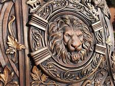 Wooden canvas Carved Lion Head wood carvings wood wall hanging plaque picture