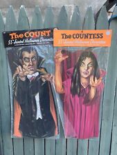 Pair  1970's Jointed  The Count and The Countess  Cardboard  55 in Halloween picture