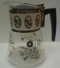 Vintage David Douglas 6 Cup Flameproof Ice Tea Maker Gold Wheat Thistle Pattern picture