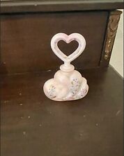 Vintage Fenton Pink Floral Perfume Bottle w/Heart Stopper Hand Painted Signed picture