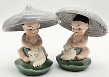 Vintage Josef Originals Oriental Boy Pitty Sing With Kitty Cat Figurines   picture