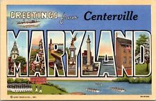 Large Letter Greetings from Centreville, Maryland- linen Postcard- Unposted 1939 picture