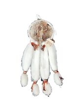 Vtg Native American Indian Dream Catcher Mandala Wool Fur Leather Dreamcatcher picture