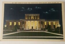 1940's PENNSYLVANIA STATE COLLEGE postcard Library at night PSU university  picture
