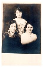 Vintage Real Photo Post Card Family photo of three women 1910's Victorian UP picture