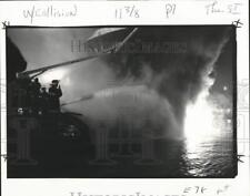 1979 Press Photo Firemen Fight Flames on Tanker Pina at Napoleon Avenue Wharf picture