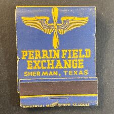 Perrin Field Exchange Sherman, TX Full c1940's WWII Era Matchbook Scarce picture