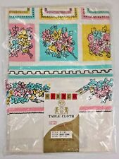 Vintage Hidaco Table Cloth Washable 50x50 Block Floral Japan Cotton Rayon New picture