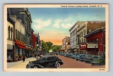 Dunkirk, NY-New York, Central Avenue, Store Front, Shops Vintage Postcard picture