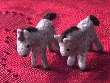 Super Tiny Miniature Artisan Flocked Pair Of Horses Tan Brown Farm Animals picture