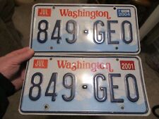 A+ VERY NICE 2001-2004 PAIR WASHINGTON LICENSE PLATES  849-GEO  GEORGE picture