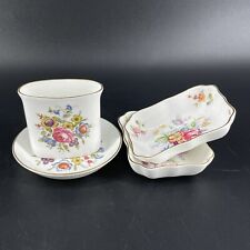 Royal Worcester Toothpick Holder Saucer & Royal Crown Derby Pink Posies Trinkets picture